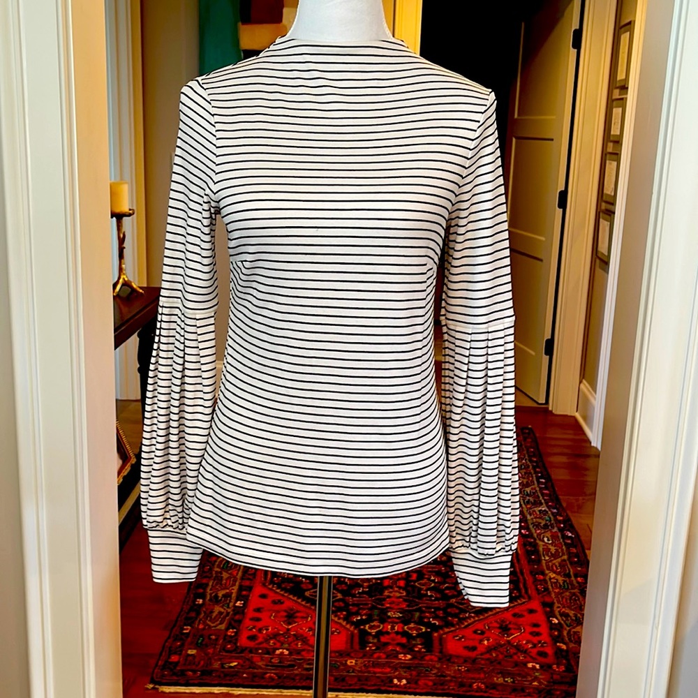 Beige and black stripe long sleeve top